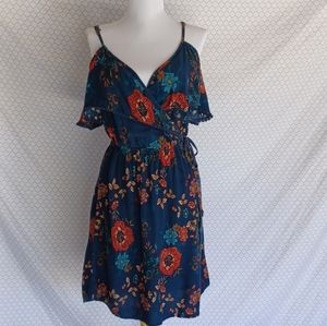 Xhilaration dark teal floral dress